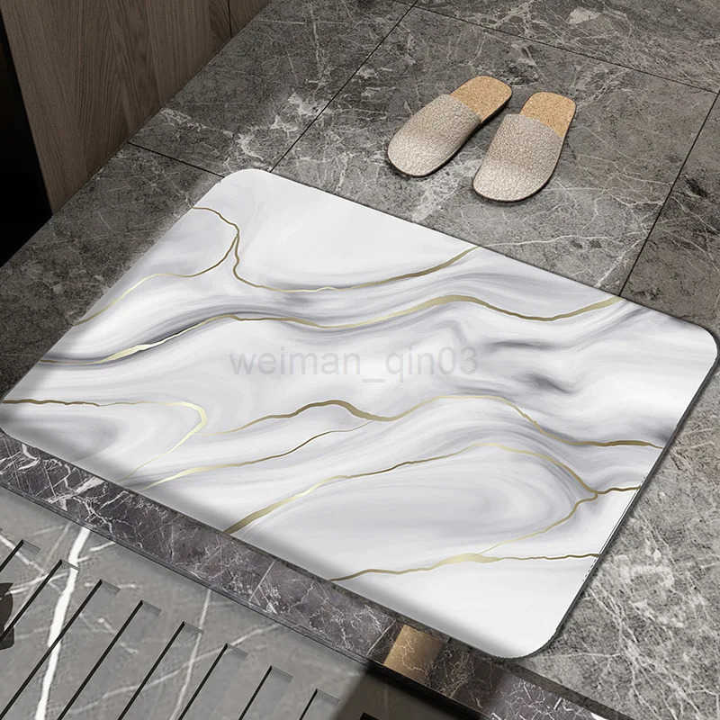 VIKAMA Diatomite Carpet Home Decor Bathroom Porch Imitation Marble Texture Absorbent Non-Slip And Dirt-Resistant Easy To Clean H260316