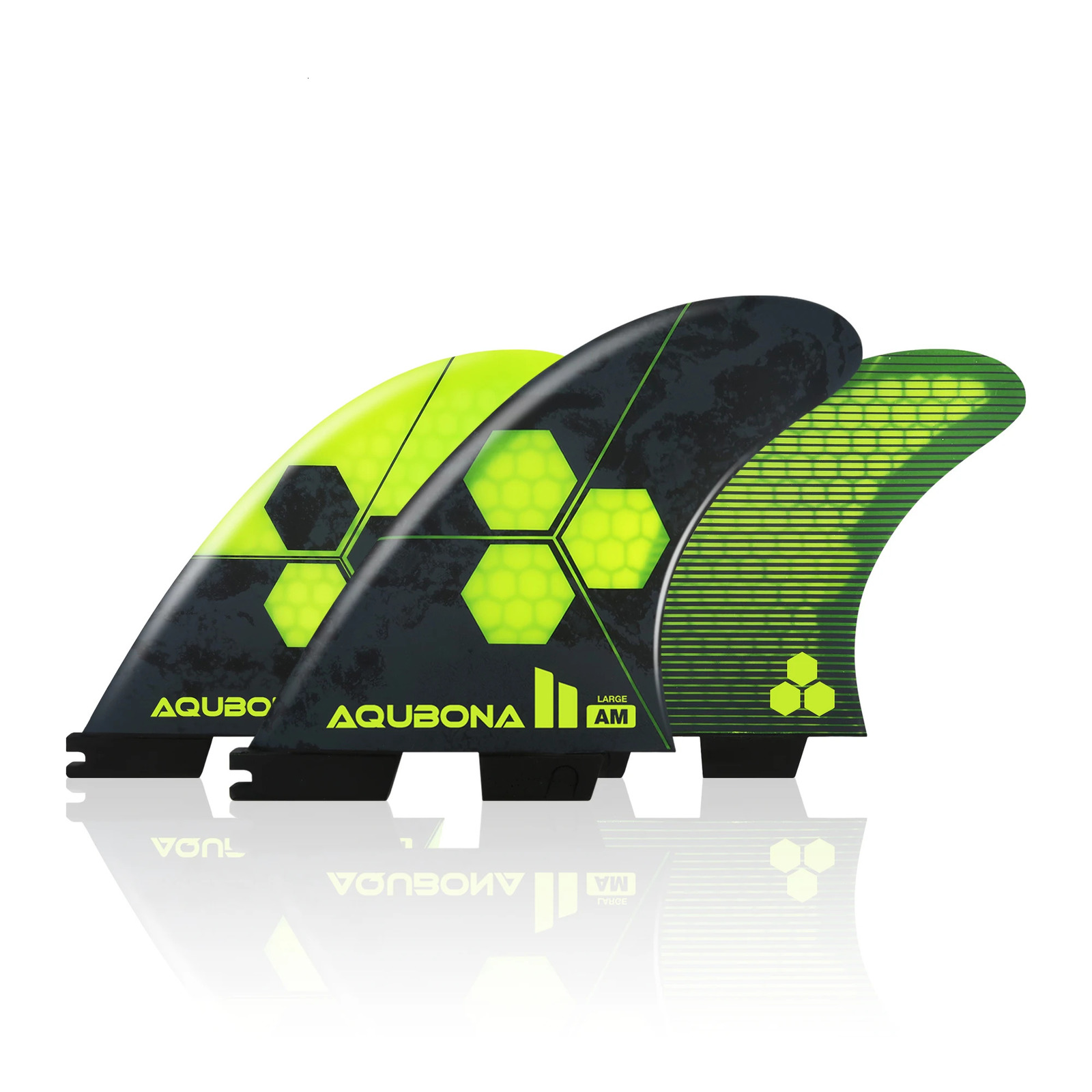 AQUBONA Surfboard Fins Honeycomb Fiberglass Performance Tri Fin Compatible with Single Tab or Twin Tab Surfboards S/M/L Size 260311
