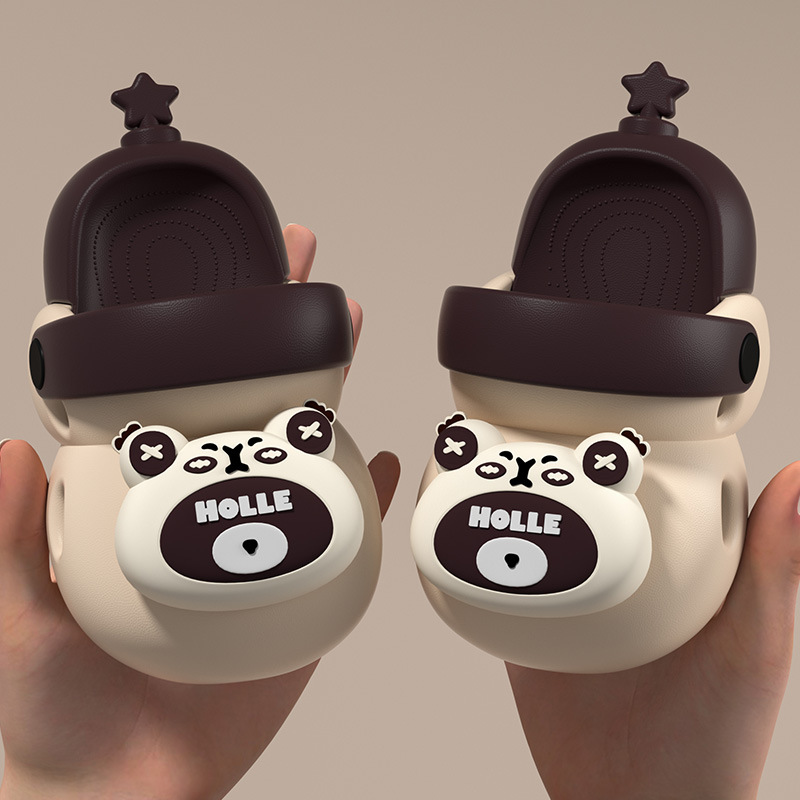 kids cartoon clogs non-slip sole cute bear charms summer beach shoes lightweight house slippers kids birthday gift breathable clogs waterproof slipper
