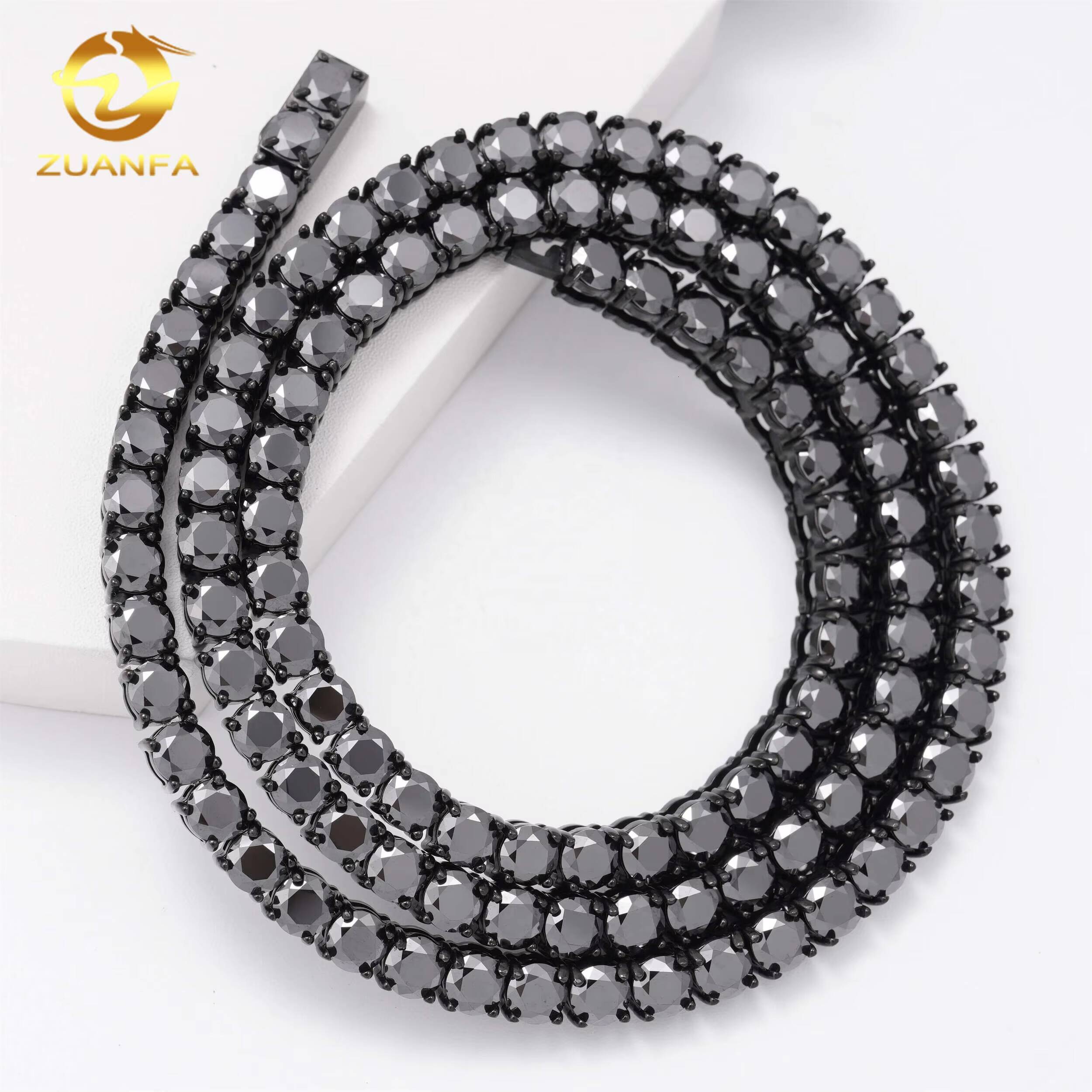 Ready to Ship Tennis Bracelet Lab Diamond No Tarnish Stainless Steel 316L Vvs Black Moissanite Tennis Chain