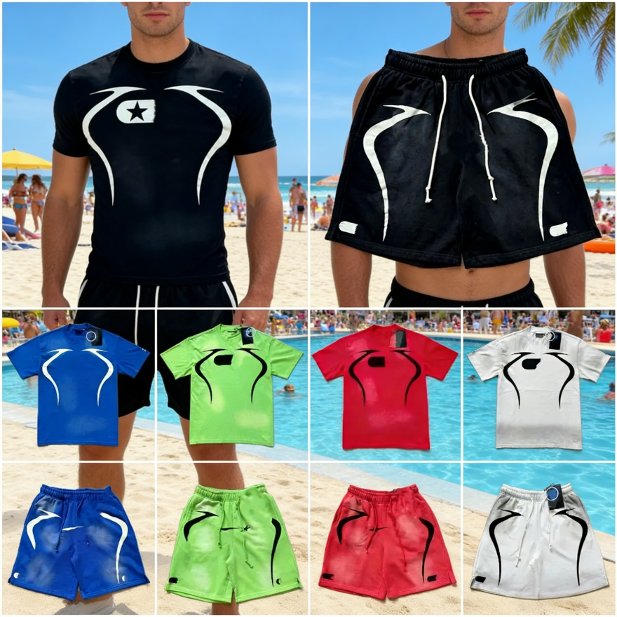 designer t shirt mens shorts designer shorts men sports shorts and t shirt set cotton sports fashion shorts mens tshirt polo shirt Summer short-sleeved T-shirt