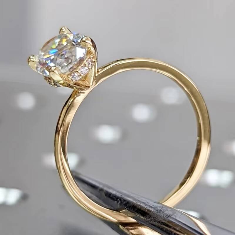 IGI Igi Certified Cvd HPHT Lab Grown Created Diamond 14k 18k Solid Gold Rings Engagement Ring for Women Hidden Halo Oval Cut