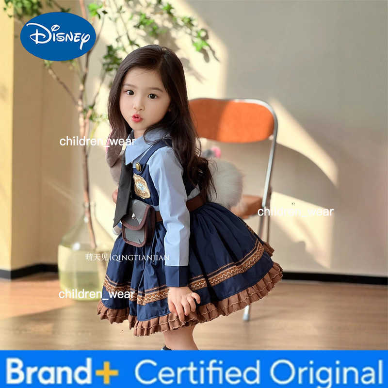 Disney Judy Rabbit Lolita Spring Autumn Girls' Dress Children's Cosplay Police Officer Dress Girl Judy Clothing Formal Dress H251111