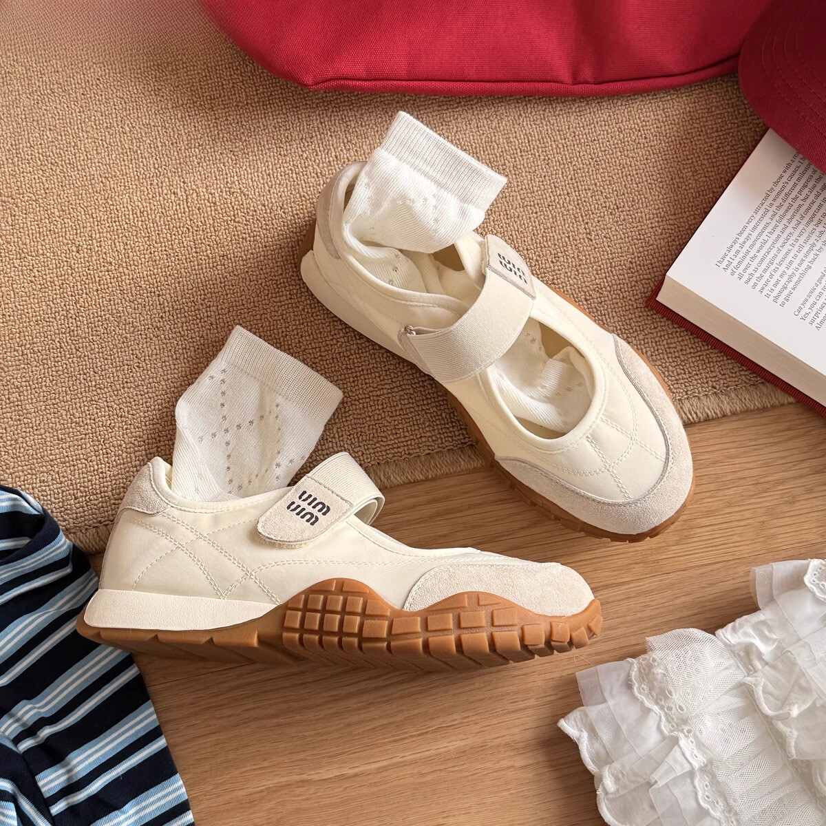 Genuine Leather Training Mary Jane Agan Single Women 2025 Summer New Style Hidden Wedge Velcro Shallow Mouth Canvas Shoes ddmythur