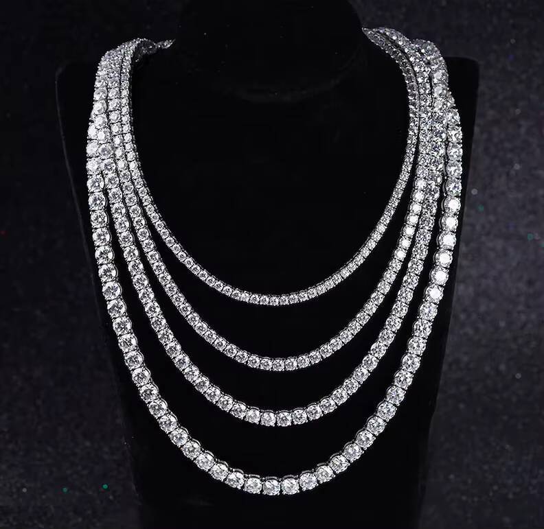 Pass Diamond Tester Iced Out Tennis Chain Necklace VVS Moissanite Diamond 925 Silver Ready to Ship Hip Hop Jewelry 3mm-6mm GRA