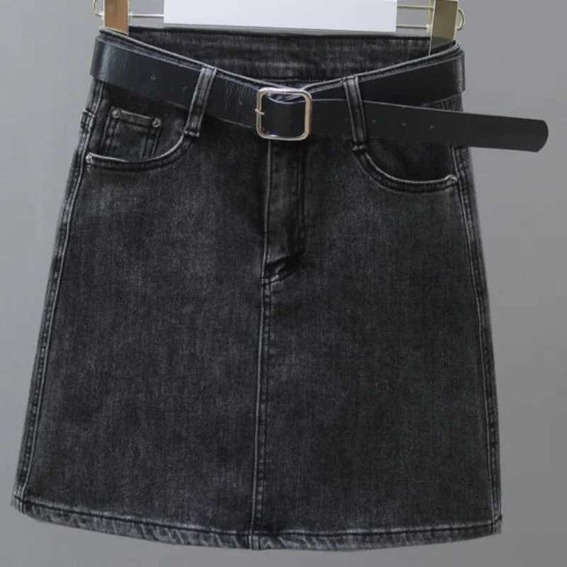 Zipper Womens Denim Skirt Wrap Tight Sexy with Pocket Midi Black Female Jeans Skirts High Waist Short Coquette Mini Vintage Y2k M260316