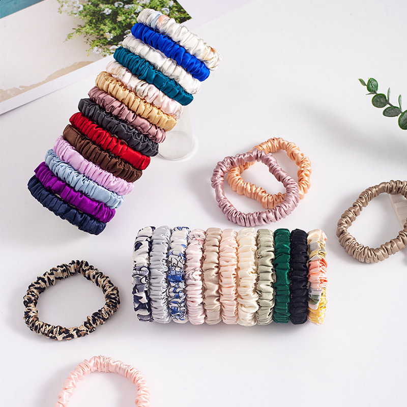 6PCS Set 100 Silk Scrunchies Hair Ties High Quality Hair Scrunchies 22Momme Women Girls Hairbands Hair Accessories 250919