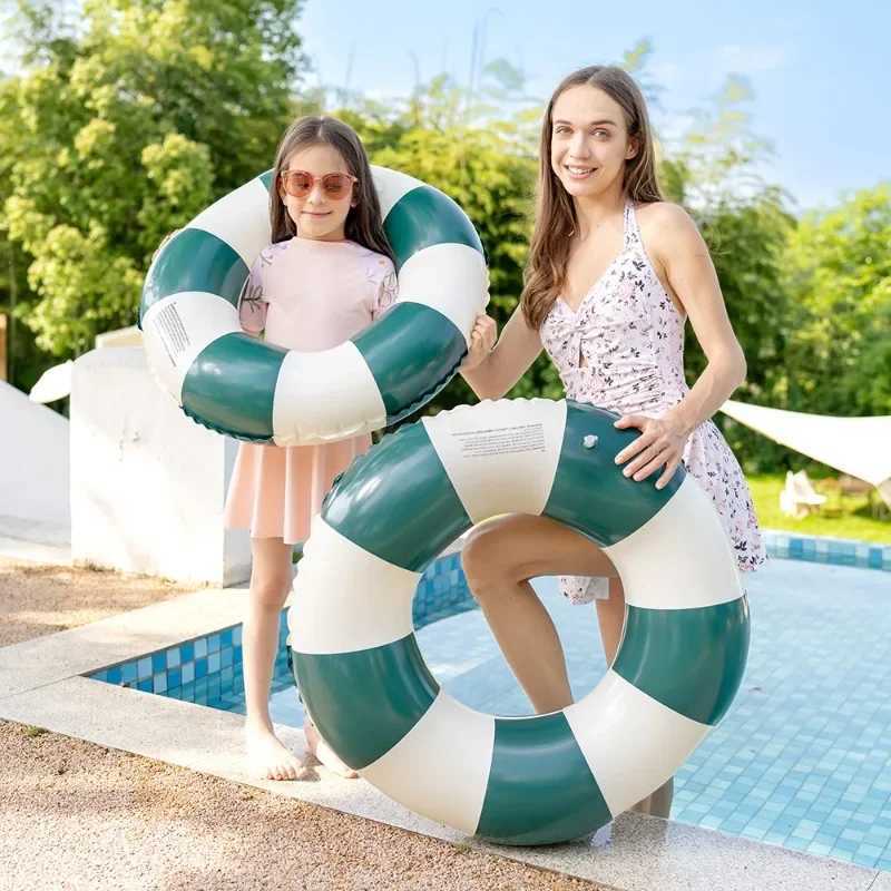 Striped Retro Inflatable Toys Swimming Ring PVC Thickened Floating Underarm Circle Summer Outdoor Beach Pool Accessories M260316