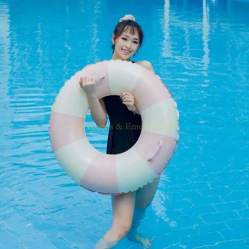31BE Inflatable Swim Circle Pool Floats Vintage Striped Swimming Ring Summer Beachs Toy Pool Tubes Party Decorations M260316