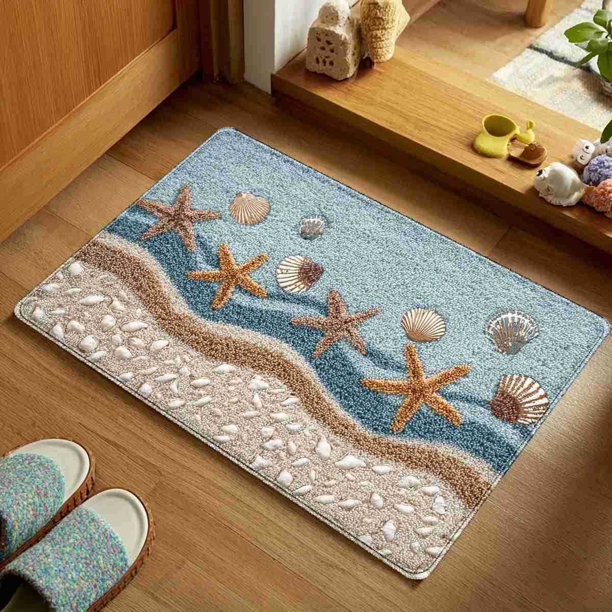 VIKAMA starfish shell floor mat anti slip bathroom mat shower room bathroom absorbent carpet home decoration H260316