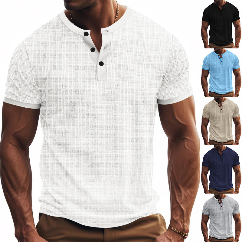 American Style Summer Polo Men's Short Sleeve Imitation Linen Bamboo Loose Designer T-shirt Breathable Designer Hoodie Casual Henley Shirt Top