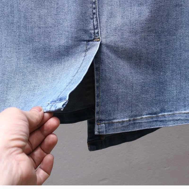 Womens Denim Skirts Spring Summer High-waisted Jeans Skirts Streetwear Female Sexy Sheath Skirts Belt Fashion Split Retro Skirt M260316
