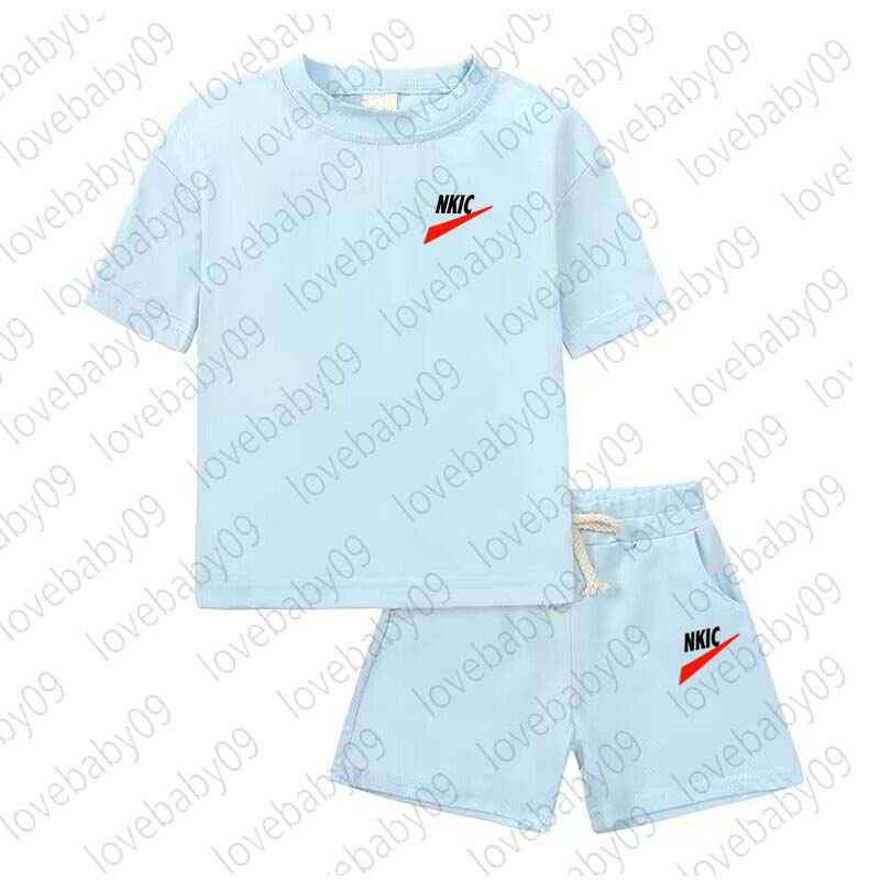 2-15 Years Children Summer Blue Sports Set Boys Sports Top And Shorts Letter Printed Breathable Sportwear Running Basketball Cycling Outfits