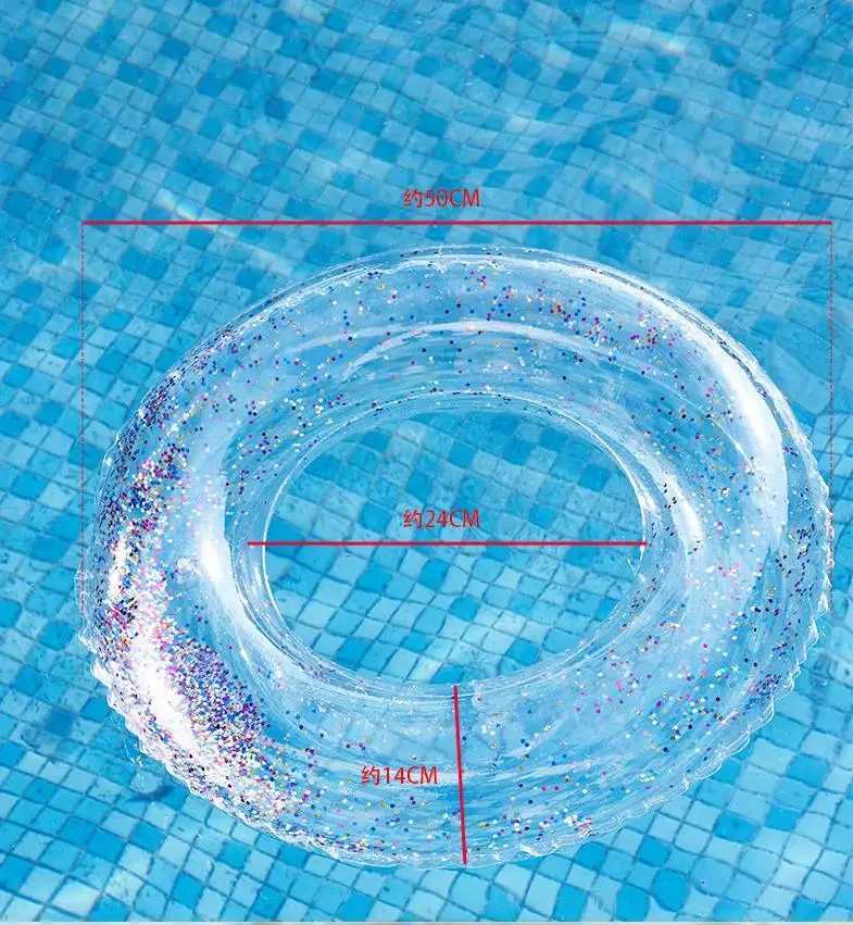 Clear Swimming Ring Adult Kids Thickened Silver Sequin Circle Armpit Circle Unisex Float Blister Ring M260316