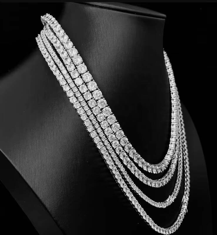 Pass Diamond Tester Iced Out Tennis Chain Necklace VVS Moissanite Diamond 925 Silver Ready to Ship Hip Hop Jewelry 3mm-6mm GRA