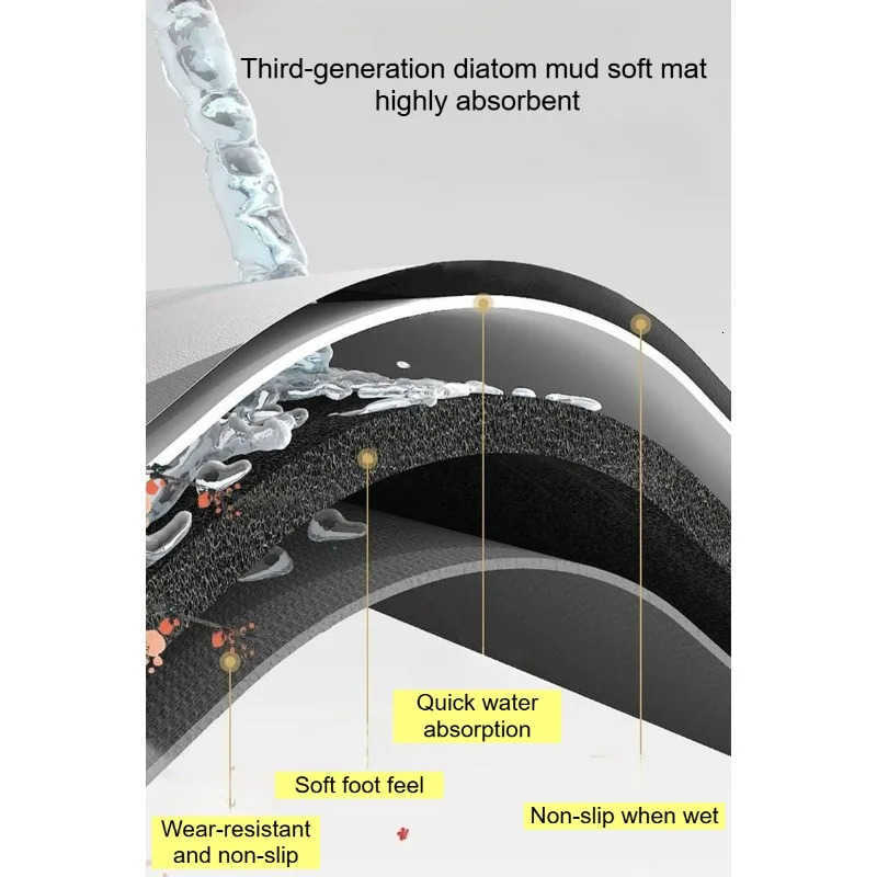 Soft diatomaceous earth bathroom high-tech water-absorbing mat simple home quick-dry foot mat H260316