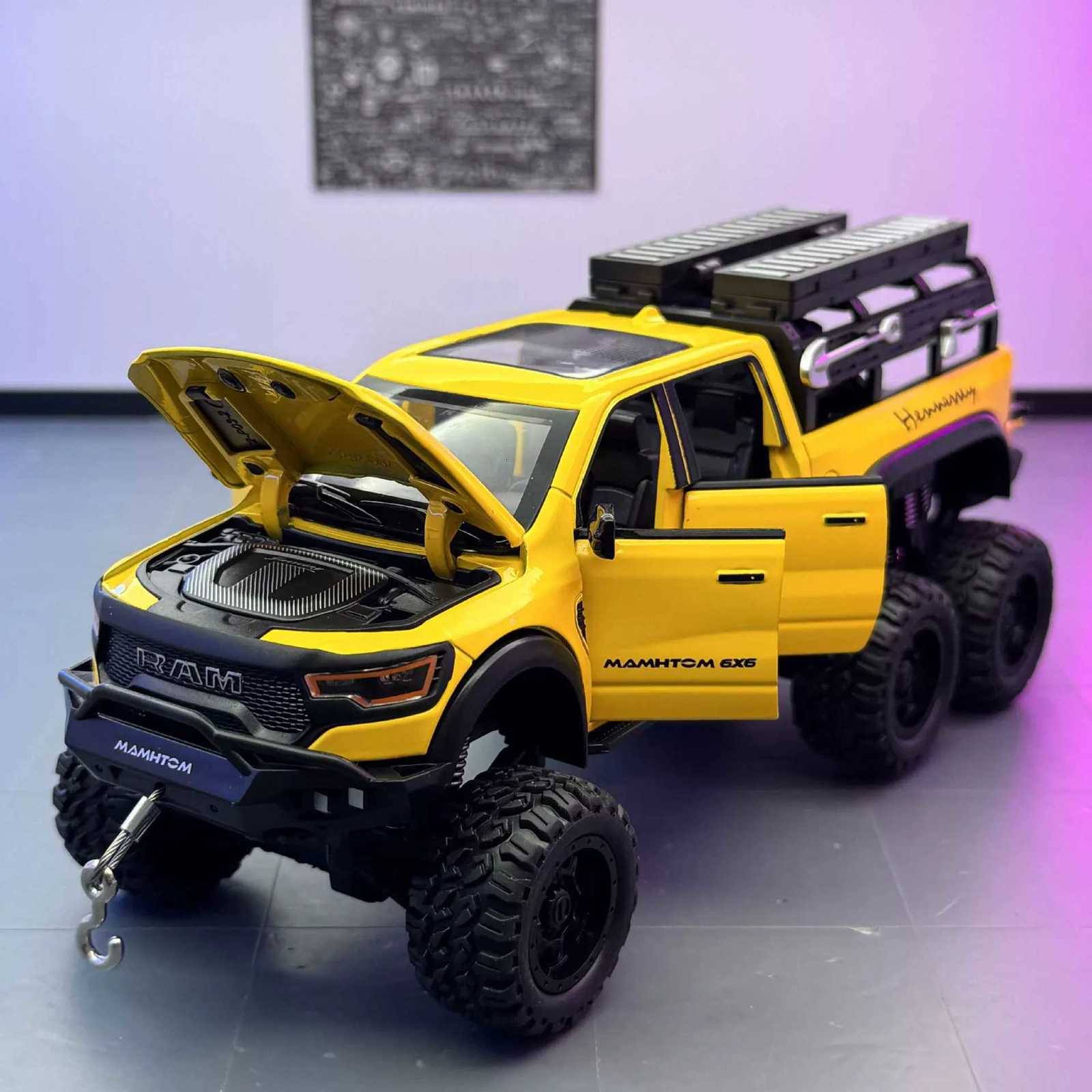 Large Size 124 Mammoth 6X6 Off-road Pickup Truck Childrens Toy Car Simulation Alloy Car Model Ornament Boy Gift Y260316