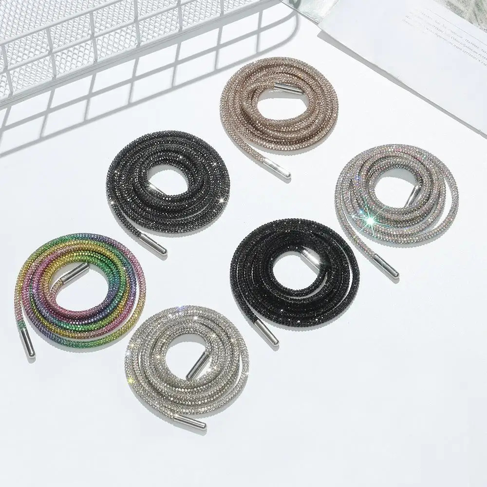 1Pcs Rhinestone Shoelaces Diamond Shoe Laces Sneakers Laces Shoes DIY Strings Women Round Shoelace 100120140160CM 260313