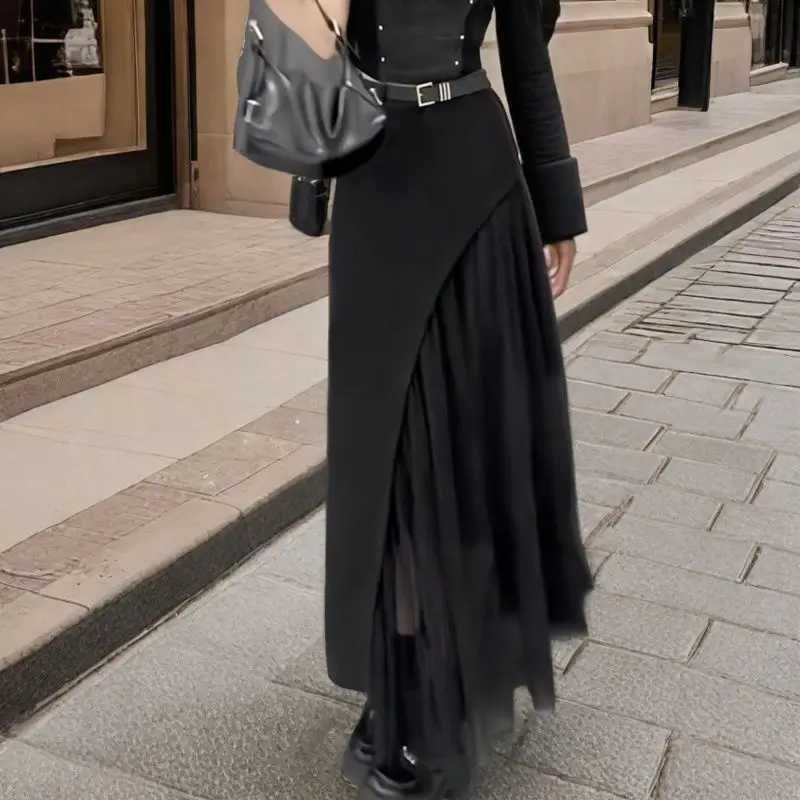 French Style Spring Summer Splicing Temperament Skirt Fashion High Waist New Style M260316