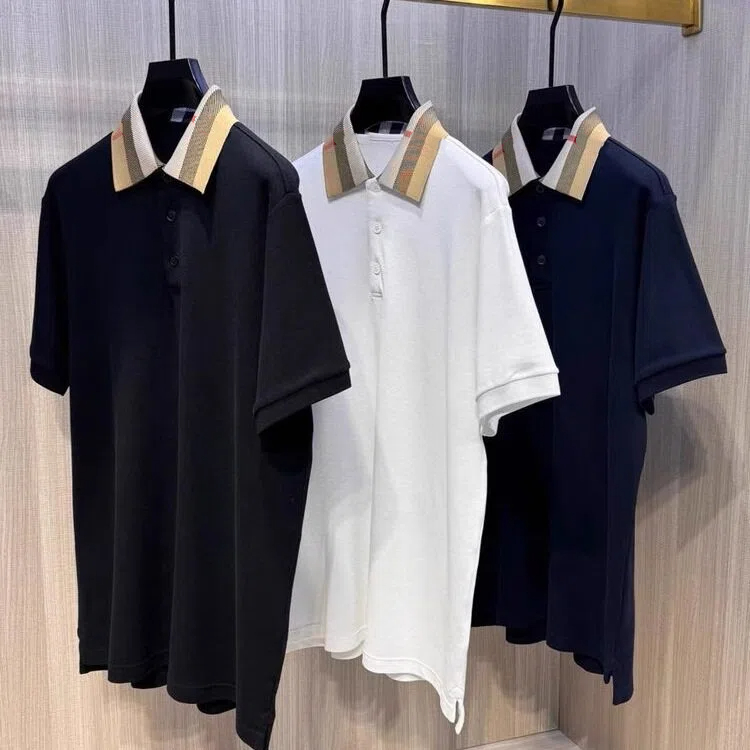 Men's Dress Shirt Slim Fitted Spread Collar Plaid Stripe Short Sleeve shirts Pure Cotton Designer Brand Spring Summer Business Office Casual Male clothing