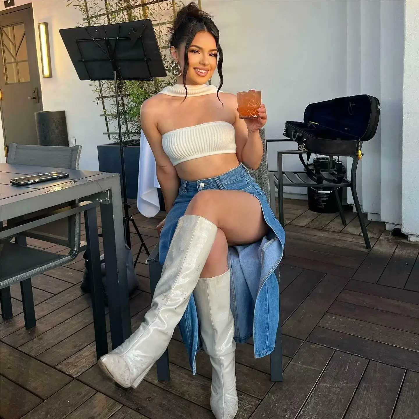 2024 Summer Midi Skirts Vintage Clothes Sexy Skirts For Women Blue Jeans Skirt High Waisted Denim Skirt Split Thigh Denim Skirt M260316