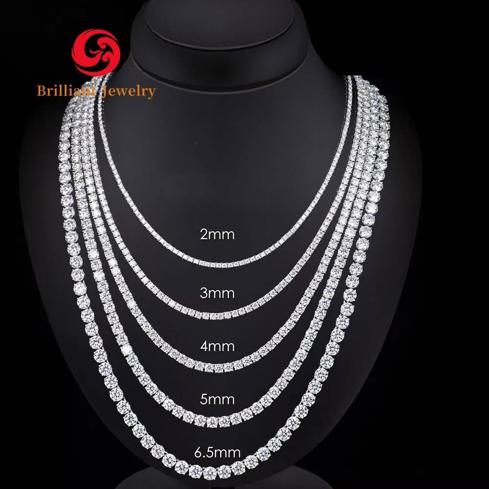 Hot Sell Lab Diamond Tennis Chain 2mm 3mm 4mm Necklace 10K 14K Gold Solid Full Diamond Lab Grown Women Necklace Fine Jewelry