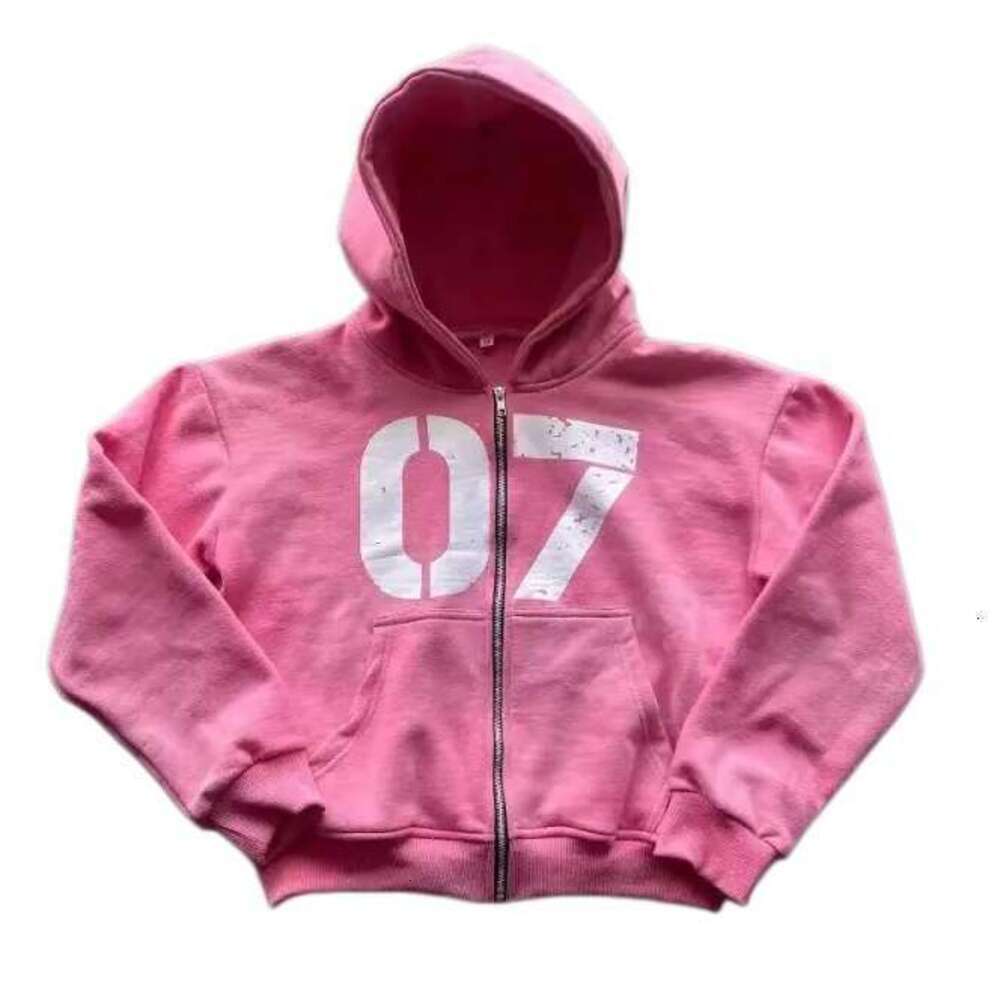 Men's Hoodies Sweatshirts Pink grunge sweatshirt zip up hoodie Letter printing hoodies goth tops New streetwear clothes Men's Clothing