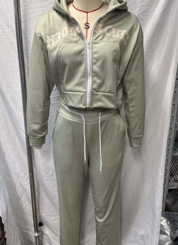 Fashion Grey Autumn Winter Set Punk Casual Retro Burr Street Burr Emo Girl Fairy Zipper Jacket Fashion Trousers 250102
