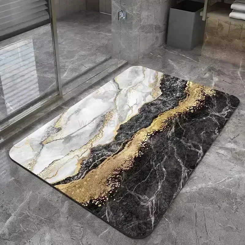 Diatomite Mat Super Absorbent Bathroom Mat Non-slip Bath Rug Shower Room Entrance Doormat Toilet Foot Mat Bathroom Carpet Decor H260316