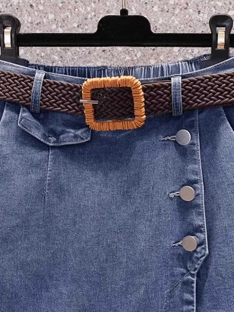 High Waist Loose Wide Leg Jeans Skirt Mid-Length A-Line Skirt for Women Summer New Sle Commute Pure Color f Body Skirt M260316