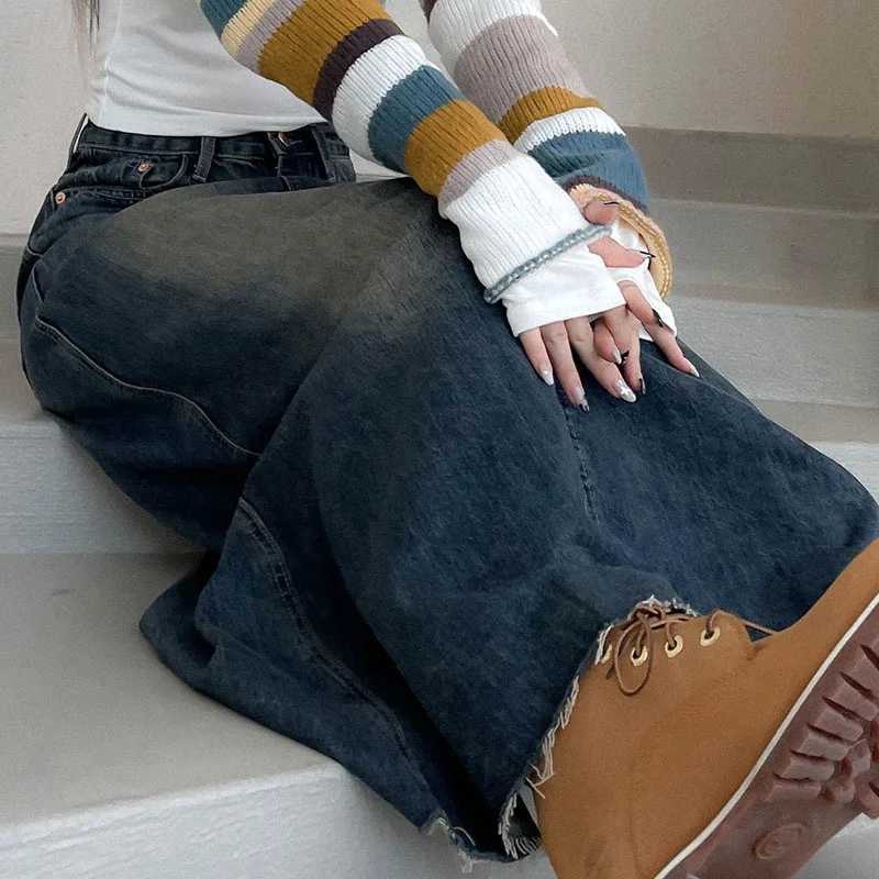Lucyever Vintage Washing Denim Skirt for Women Y2K Aesthetic High Waisted Maxi Skirts Female Fashion Streetwear Long Jean Skirt M260316