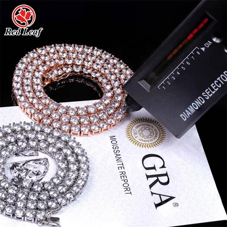 Pass Diamond Tester Iced Out Tennis Chain Necklace VVS Moissanite Diamond 925 Silver Ready to Ship Hip Hop Jewelry 3mm-6mm GRA