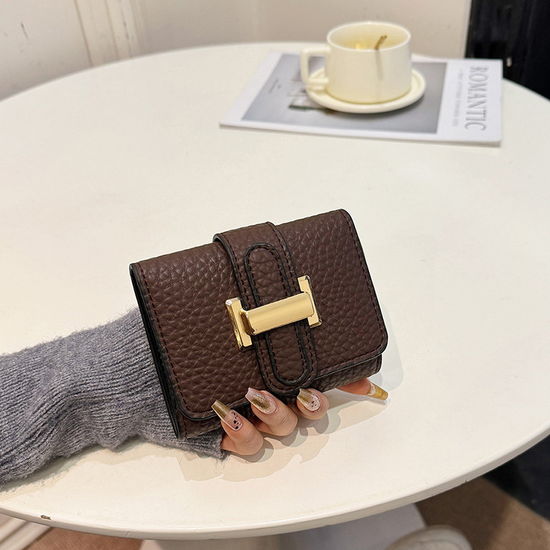 Ladies' long wallet, large-capacity multi-card wallet, vintage short wallet, multi-functional coin purse, luxurious short printed credit card hol