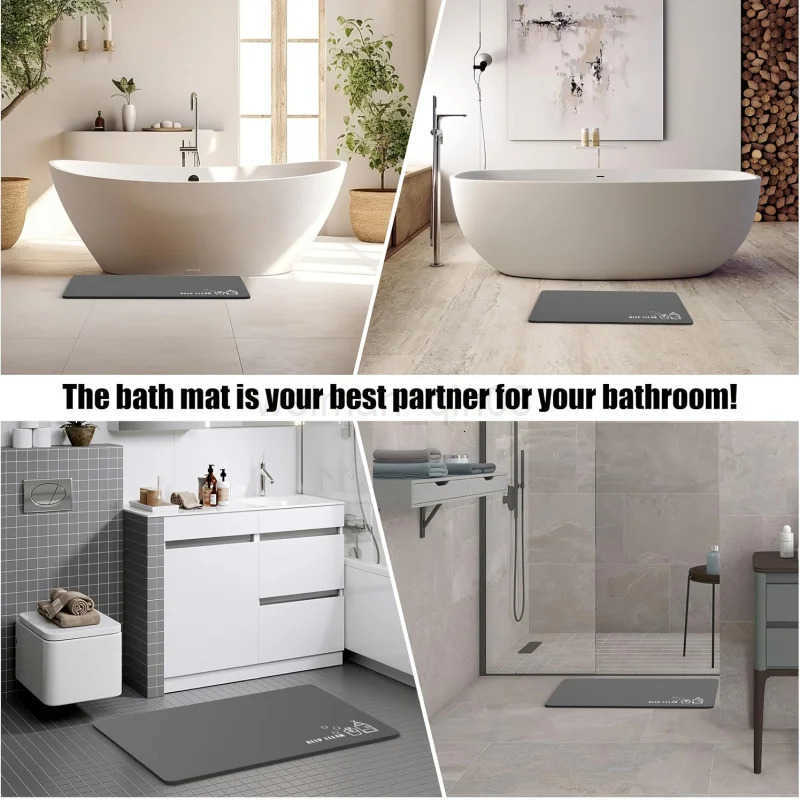 VIKAMA deep gray minimalist style bathroom floor mat bathroom absorbent anti slip foot mat bathroom entrance high-end carpet H260316