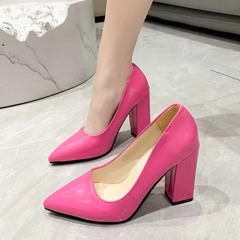 Aphixta Barby Pink Pumps Women Shoes 7cm10cm Square Heels Patent Leather Multicolor Party Leisure Super Big Szie 35-53 260625 - view 4