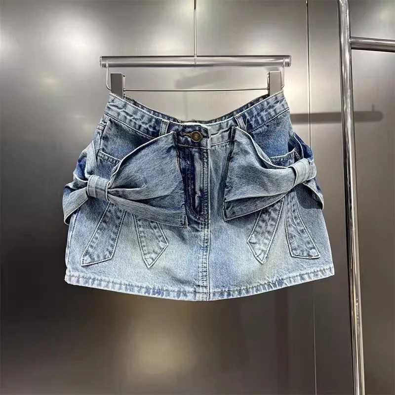 Cute Bow Denim Skirt Womens New Summer Design A-shaped Mini Skirt M260316