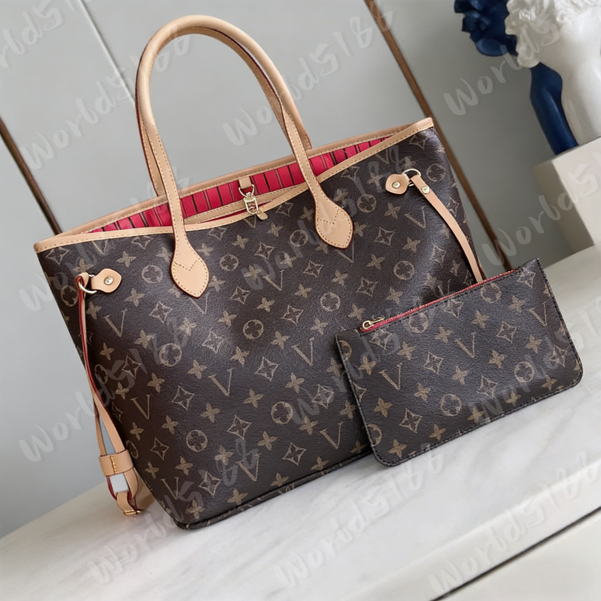 2026 designer bag 2pcs Set Enbossed Flower Women Cross body Handbag Shoulder Bags Composite bag Lady Clutch Tote Bag shopping Female Coin Purse Wallet