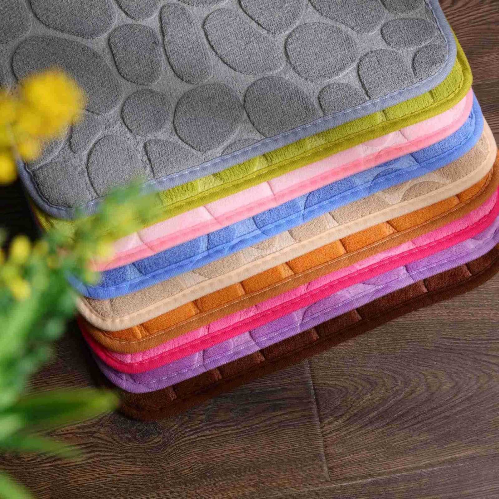 Cobblestone embossed door mat non-slip absorbent bath mat Floor decoration mat Shower room bath mat coral wool sponge mat H260316