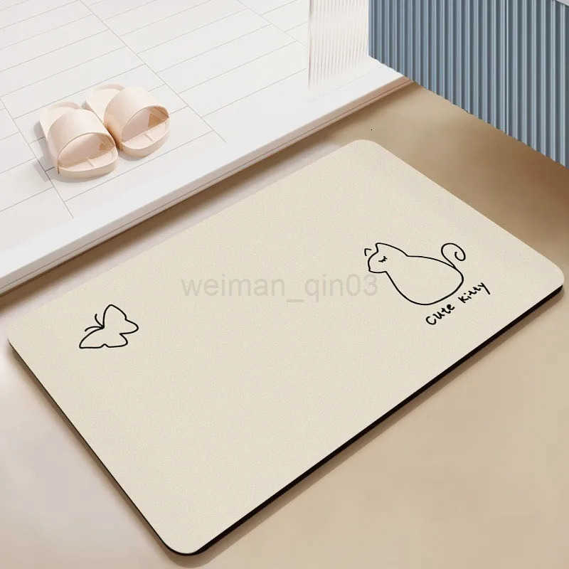 VIKAMA minimalist cartoon cat bathroom carpet absorbent anti slip quick drying foot pad bathroom entrance door mat H260316