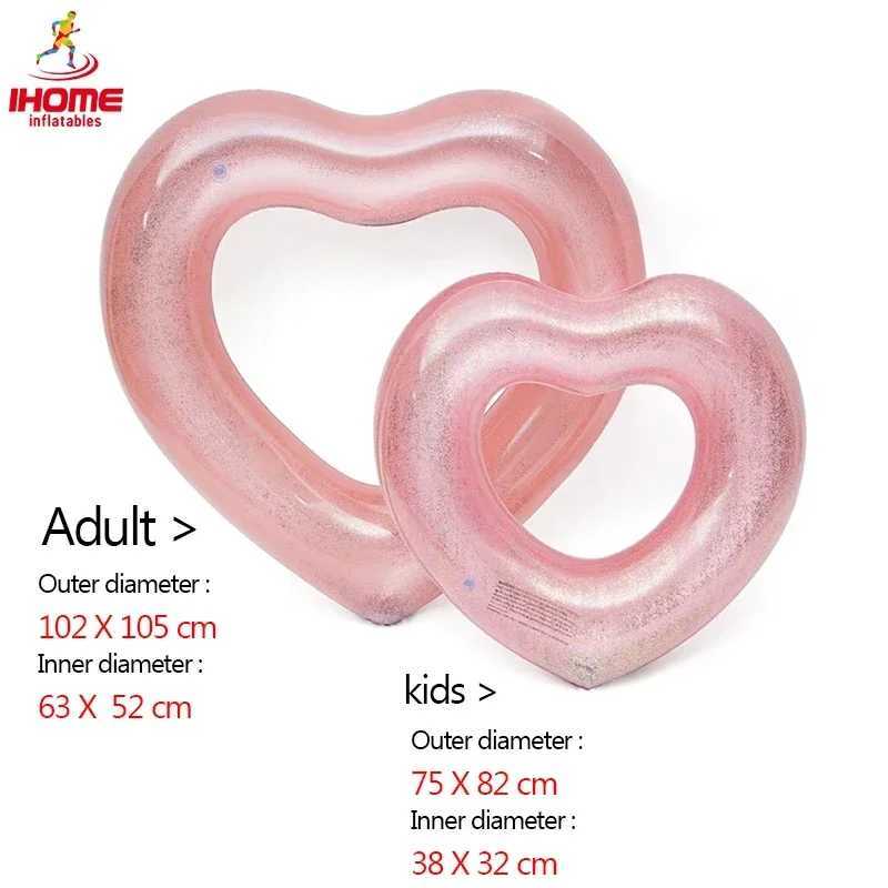 90/120cm Gaint Heart Swimming Ring InflatabLE Float CircLE for Adult Child Swim Ring Summer Party Water Toys DropshipPING M260316