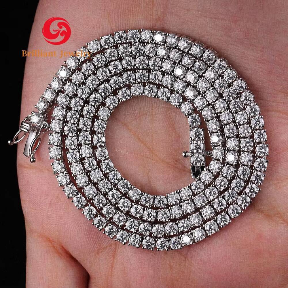 Wholesale 925 Sterling Silver Lab Grown Diamond Jewelry 10K 14K Solid Gold Lab Grown Diamond Tennis Chain Necklace