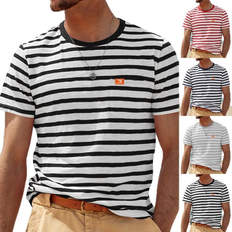 Designer Hoodie Designer T-shirt Independent Summer Men's Shortsleeve Fashion Casual Striped Top Men's Round Neck Polo In Stock Business Casual
