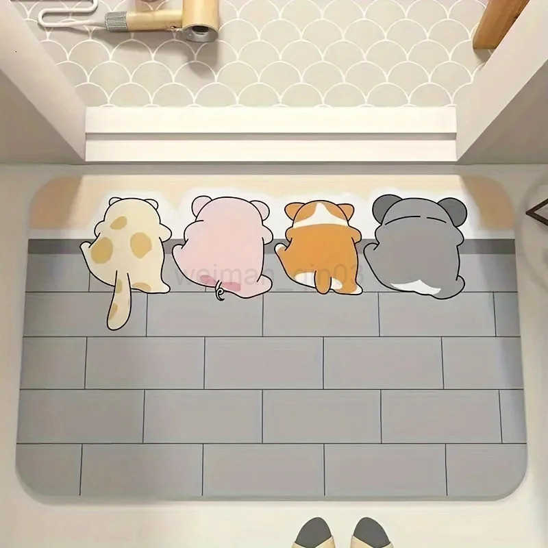 VIKAMA Cartoon Cute Pet Bathroom Carpet Absorbent Anti slip Bathroom Shower Room Anti slip Mat Home Decoration H260316