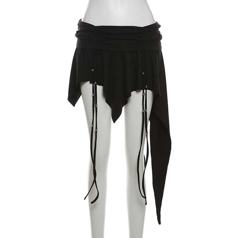 SylCue Irregular Shape Skirts High Waist Ruffles Ribbons Patchwork Atmosphere Hip-Covering Spicy Hipster Elegant BotTOMS M260316