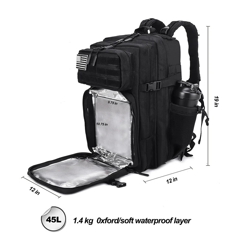 45L Meal Management Backpack for Men Women Tactical Adults Insulated Lunch Athletes Gym Bag Sports Daypacks With Bottle Holder 260311