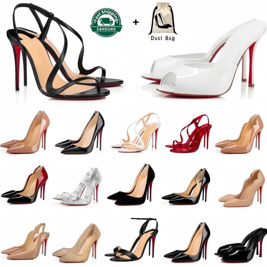 heels Brand Designer Women's High Heels Red Shiny BottomShoes 8cm 10cm 12cm Stiletto Genuine Leather Woman Pumps with Dust Bag us4-13