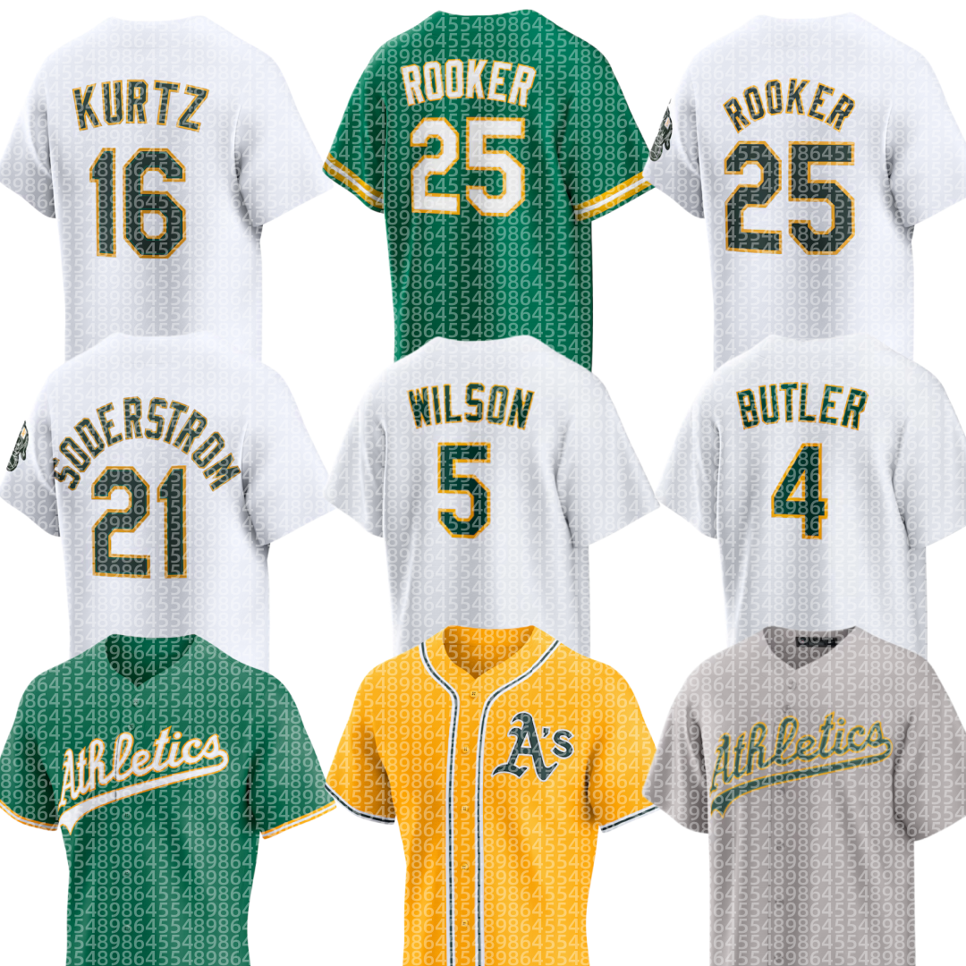 Athletics Baseball Jersey Custom Rickey Henderson Brent Rooker Jacob Wilson Nick Kurtz Tyler Soderstrom Shea Langeliers Lawrence Butler Denzel Clarke Jeff McNeil