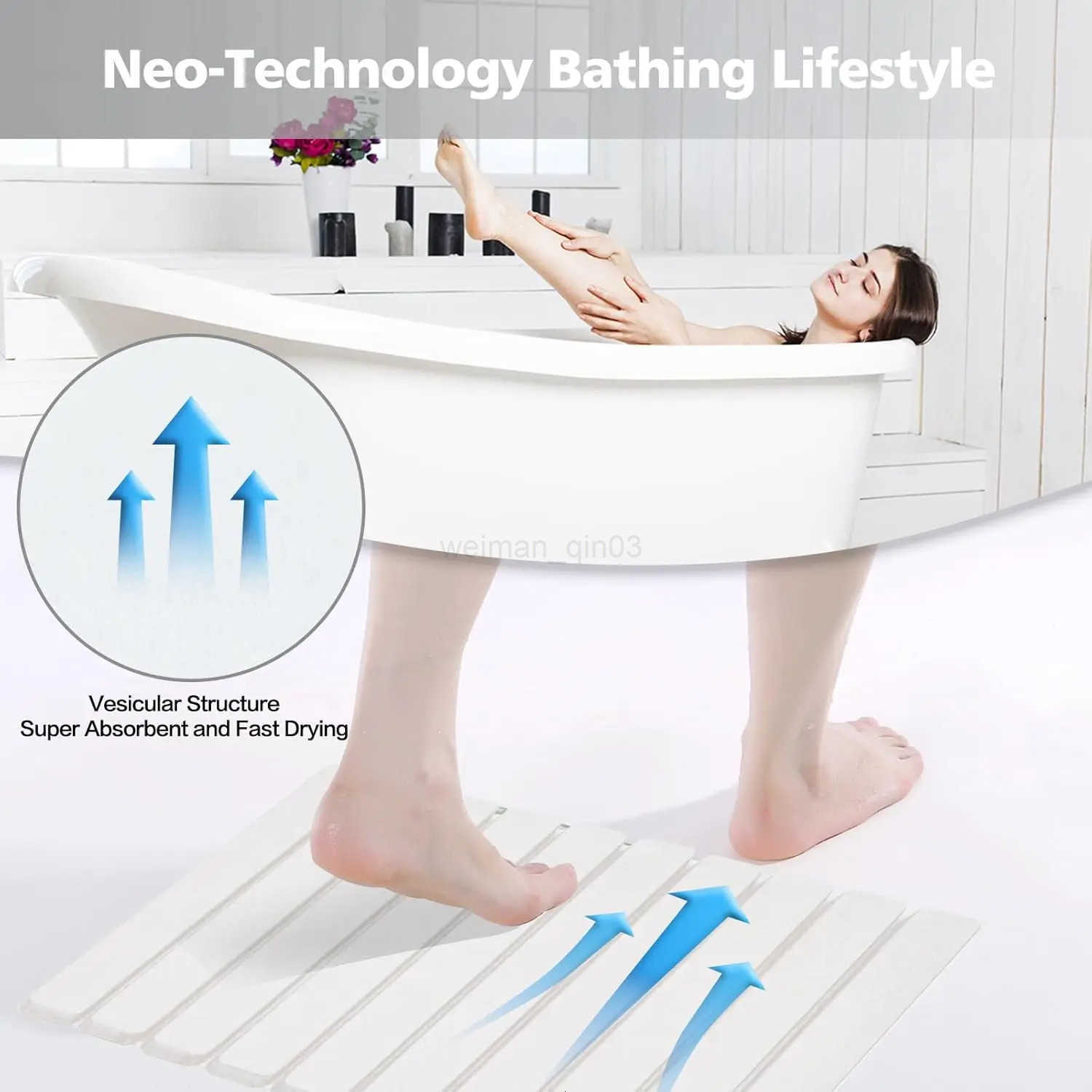 Foldable Diatomite Bath Mat Non-Slip Quick Dry Stone Mat for Bathroom Kitchen Bathtub Luxury White Absorbent Mat H260316