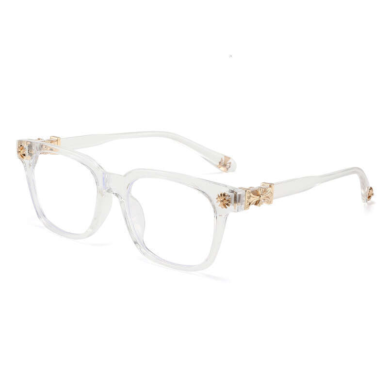 New Chrome Eyeglasses: European American Fashionable Square Frame Non-Prescription Glasses For Men And Women, Classic Travel Fashion Optical Eyewear