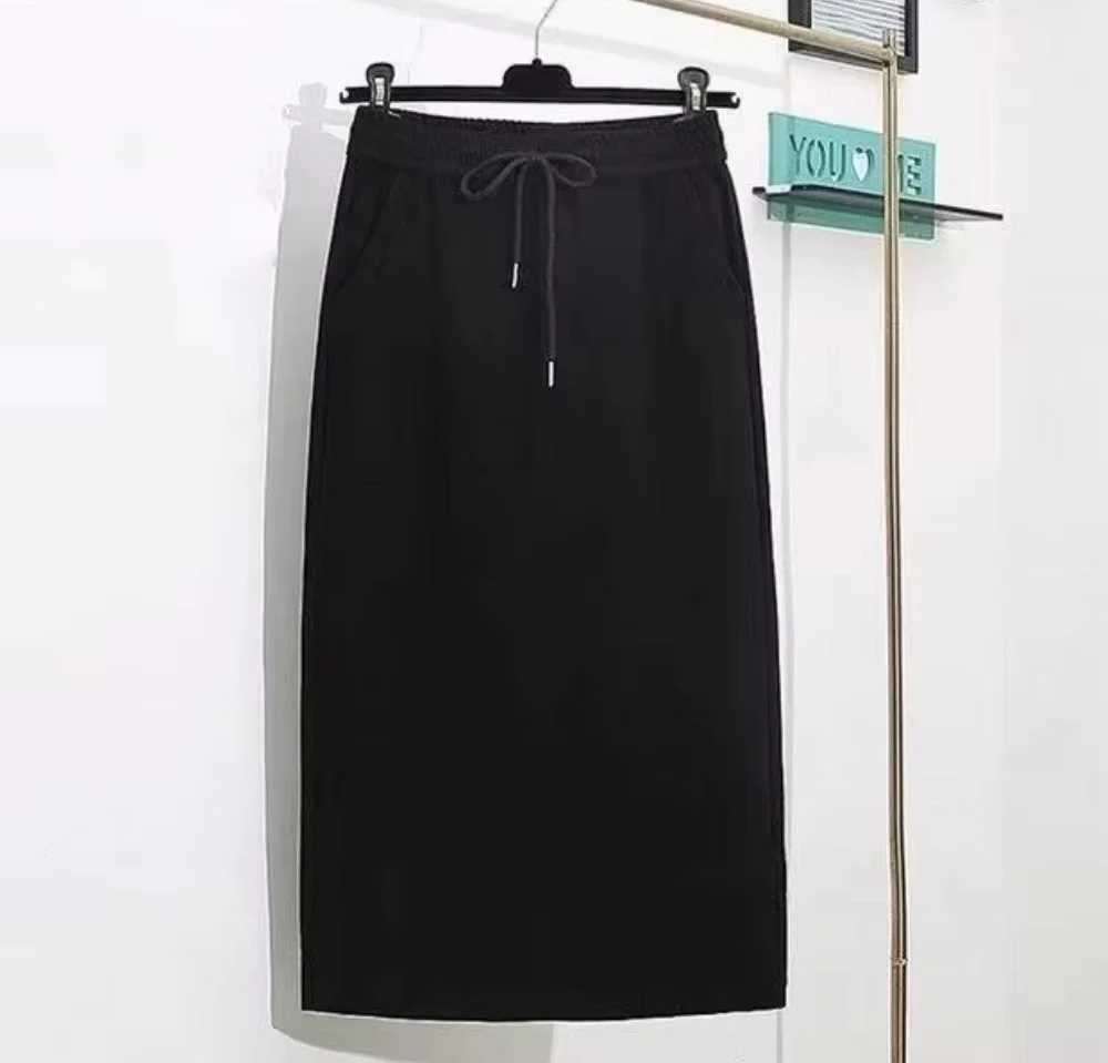 New Womens Soft Touch Silk like Midi Skirt High Waist Elastic Belt Fashionable Womens Skirt Elegant Women M260316